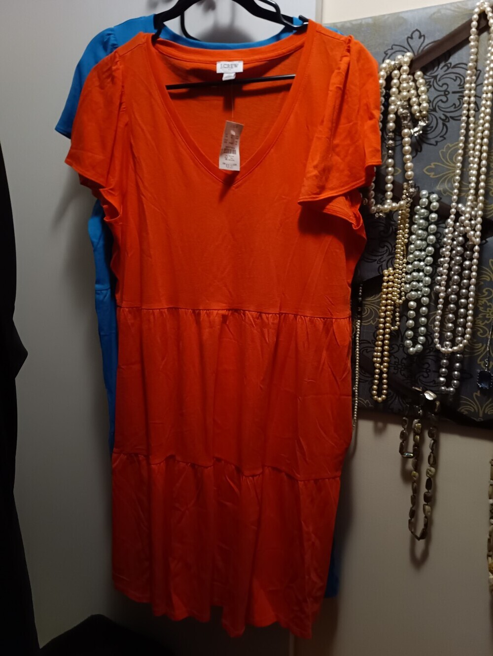 Jcrew V-Neck Short Sleeve Tiered Dress - Coral Size M